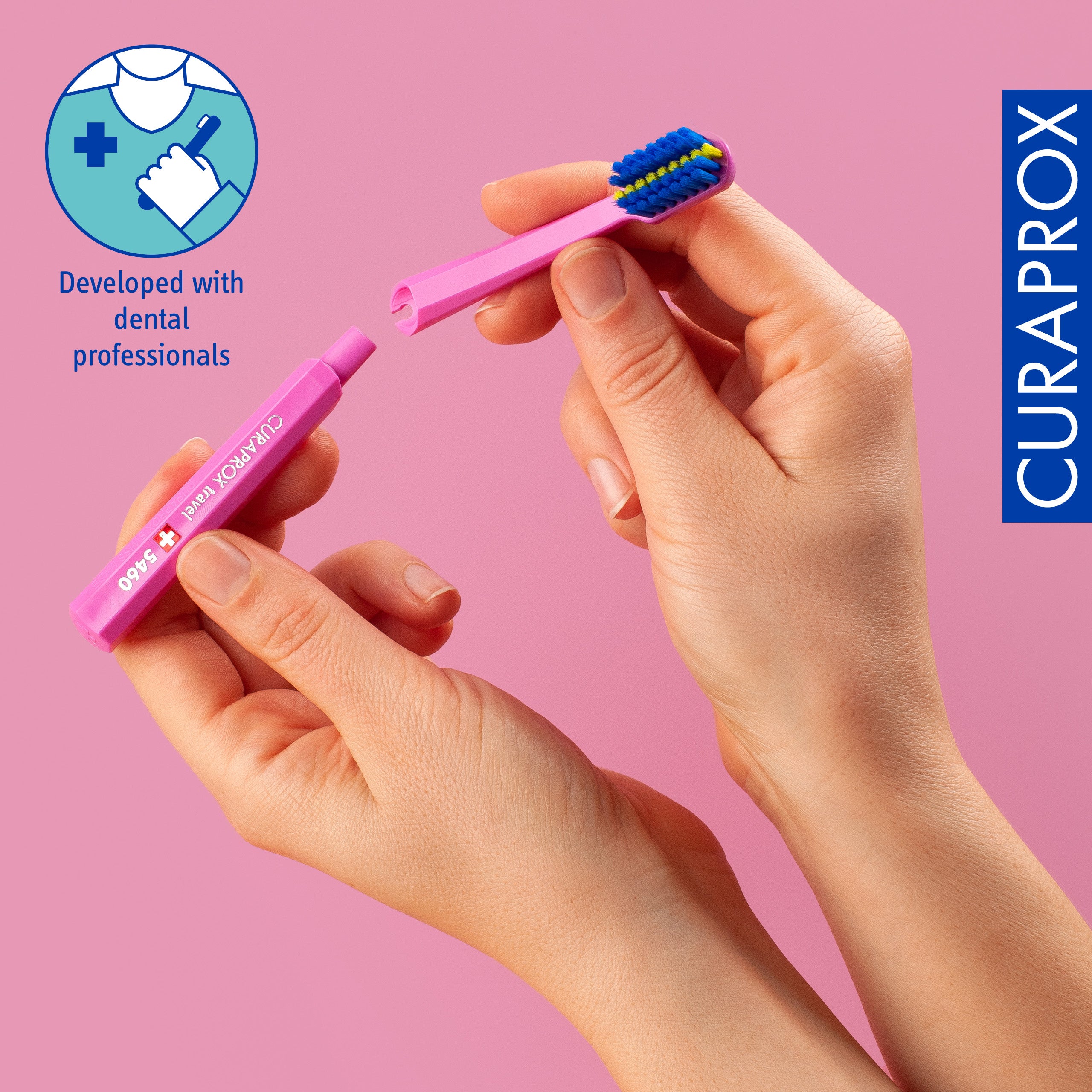Ortho Travel Set spare brush head. Pink. 2 pcs - Image 5